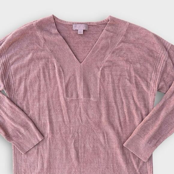 Barefoot Dreams CozyChic Ultra Lite V-Neck Sweater Women's Large Dusty Pink Cozy - Picture 2 of 7